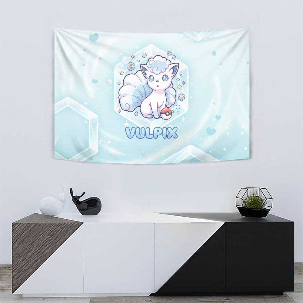 Vulpix Tapestry Frosted Pastel Ice Crystal Art TS04 Vulpix Tapestry Frosted Pastel Ice Crystal Art TS04