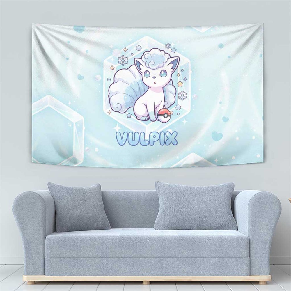 Vulpix Tapestry Frosted Pastel Ice Crystal Art TS04 Vulpix Tapestry Frosted Pastel Ice Crystal Art TS04