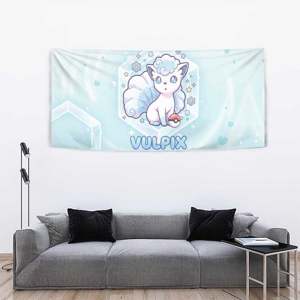 Vulpix Tapestry Frosted Pastel Ice Crystal Art TS04 Vulpix Tapestry Frosted Pastel Ice Crystal Art TS04