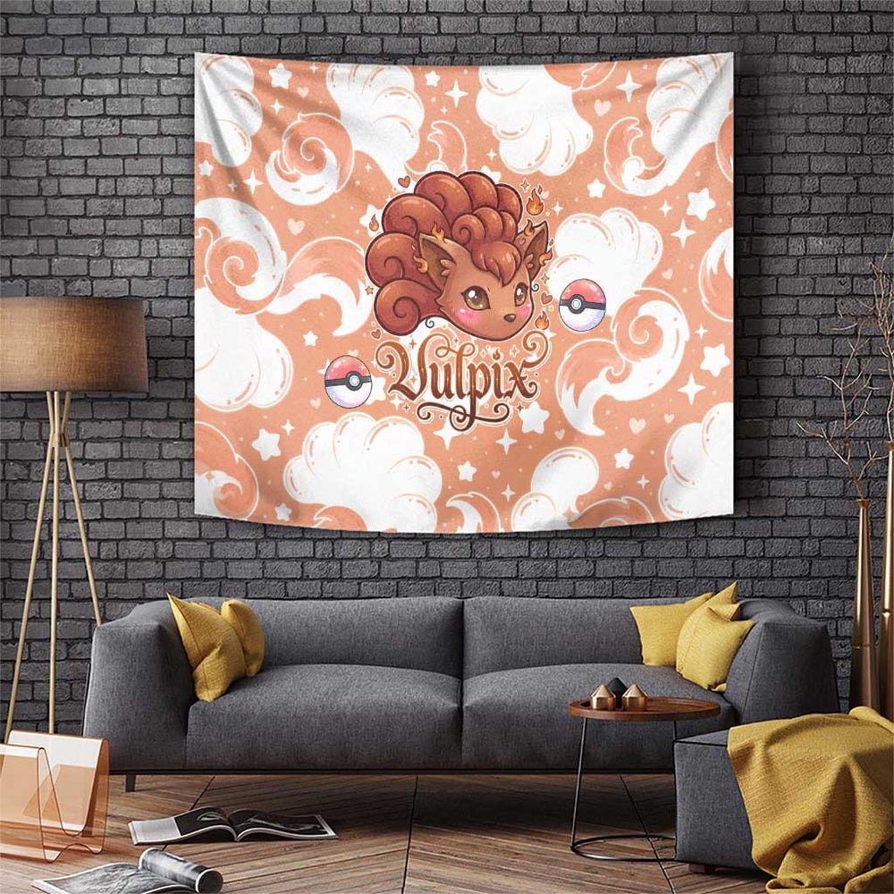 Vulpix Tapestry Vintage Flame Swirl Art TS04