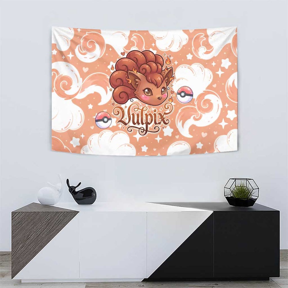 Vulpix Tapestry Vintage Flame Swirl Art TS04