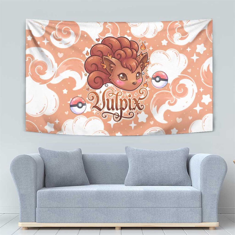 Vulpix Tapestry Vintage Flame Swirl Art TS04