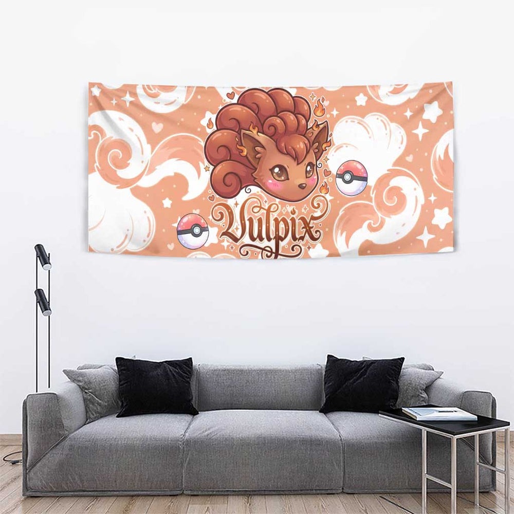 Vulpix Tapestry Vintage Flame Swirl Art TS04