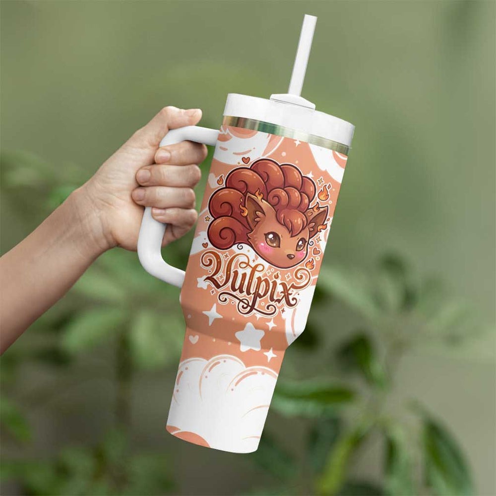 Vulpix Tumbler With Handle Frosted Pastel Ice Crystal Art TS04