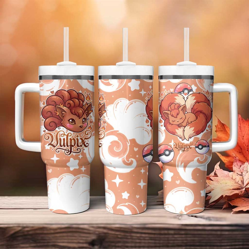 Vulpix Tumbler With Handle Frosted Pastel Ice Crystal Art TS04