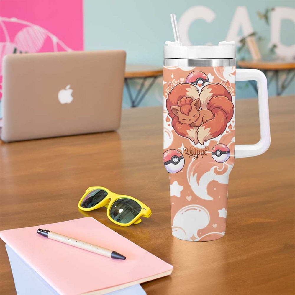 Vulpix Tumbler With Handle Frosted Pastel Ice Crystal Art TS04