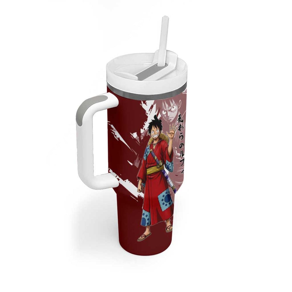 Wano Samurai Luffy Tumbler With Handle One Piece Warrior Straw Hat TS04 Wano Samurai Luffy Tumbler With Handle One Piece Warrior Straw Hat TS04
