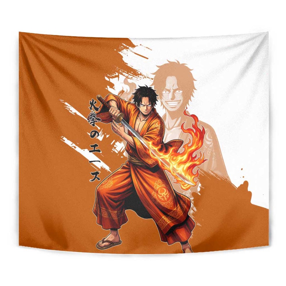Wano Samurai Portgas D. Ace Tumbler With Handle Fiery One Piece Brush Art TS04 Wano Samurai Portgas D. Ace Tumbler With Handle Fiery One Piece Brush Art TS04