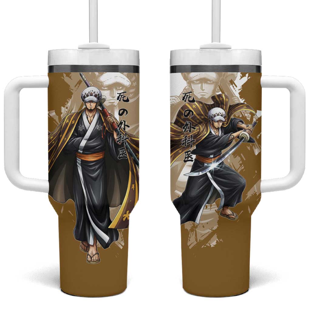 Wano Surgeon Trafalgar D. Law Tumbler With Handle Traditional Ink Splash Anime Style TS04