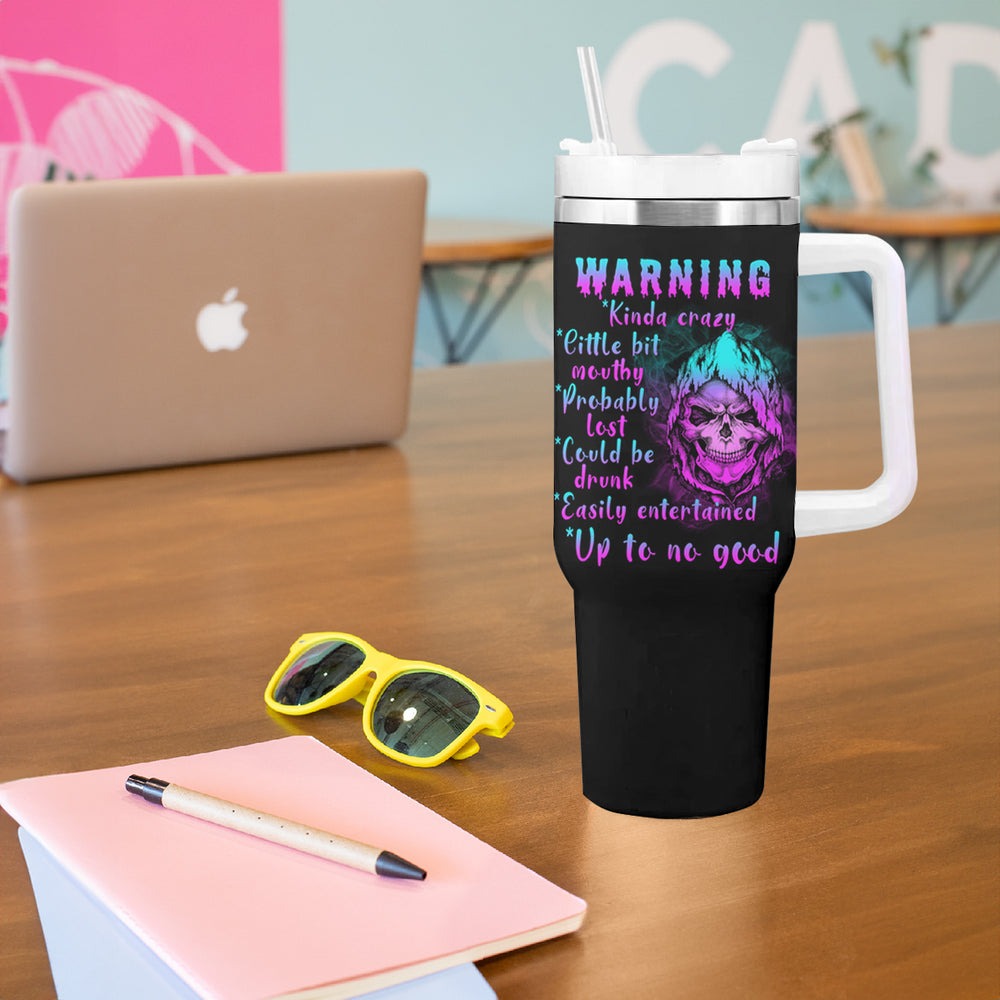 Warning Kinda Crazy Skull Tumbler With Handle TS04 Warning Kinda Crazy Skull Tumbler With Handle TS04