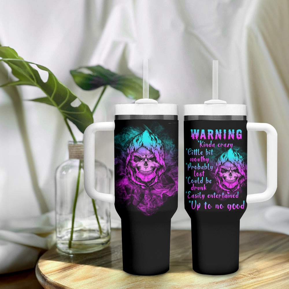 Warning Kinda Crazy Skull Tumbler With Handle TS04 Warning Kinda Crazy Skull Tumbler With Handle TS04