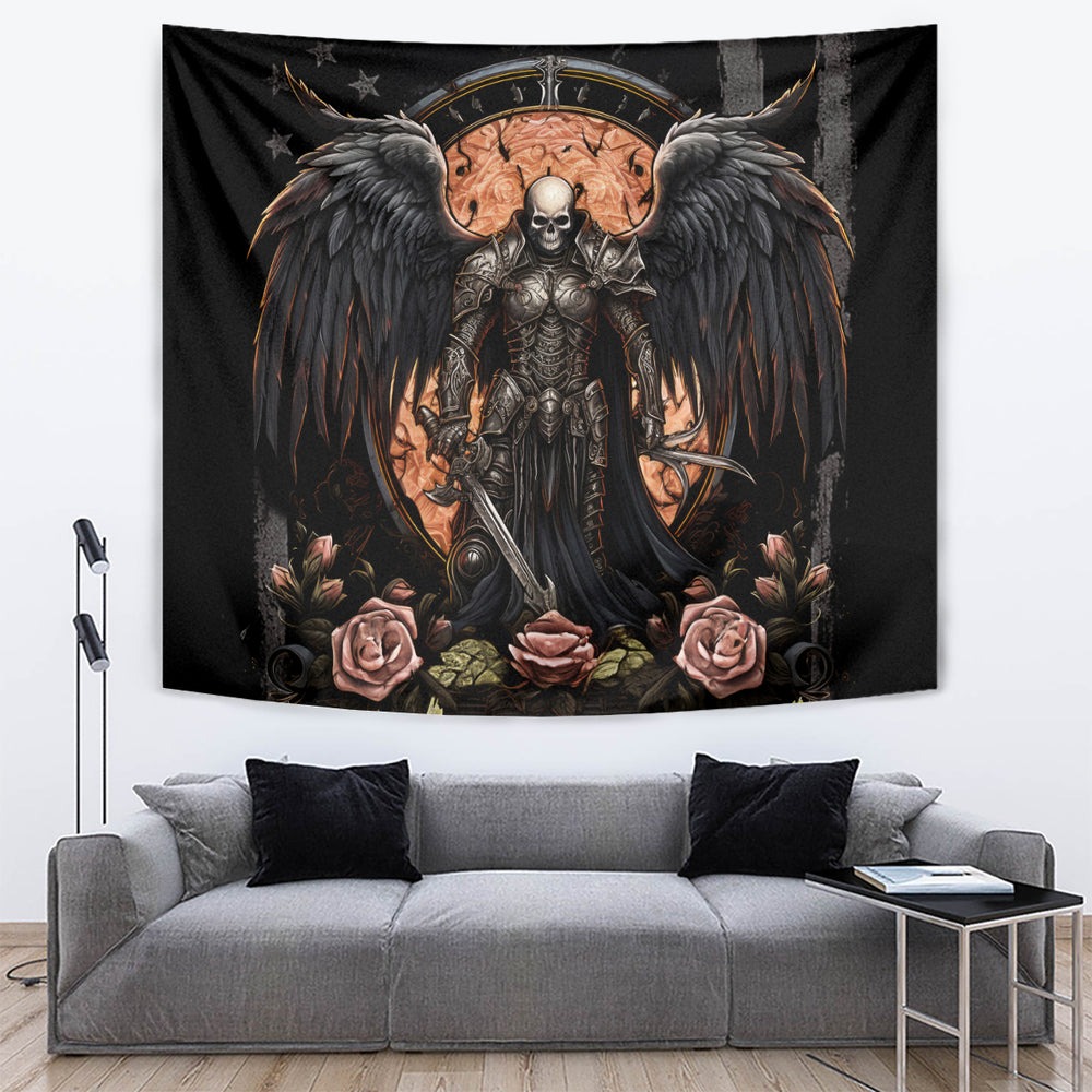 Warrior Skull Tapestry Warriors Are The One Who Always Fight DT01 Warrior Skull Tapestry Warriors Are The One Who Always Fight DT01