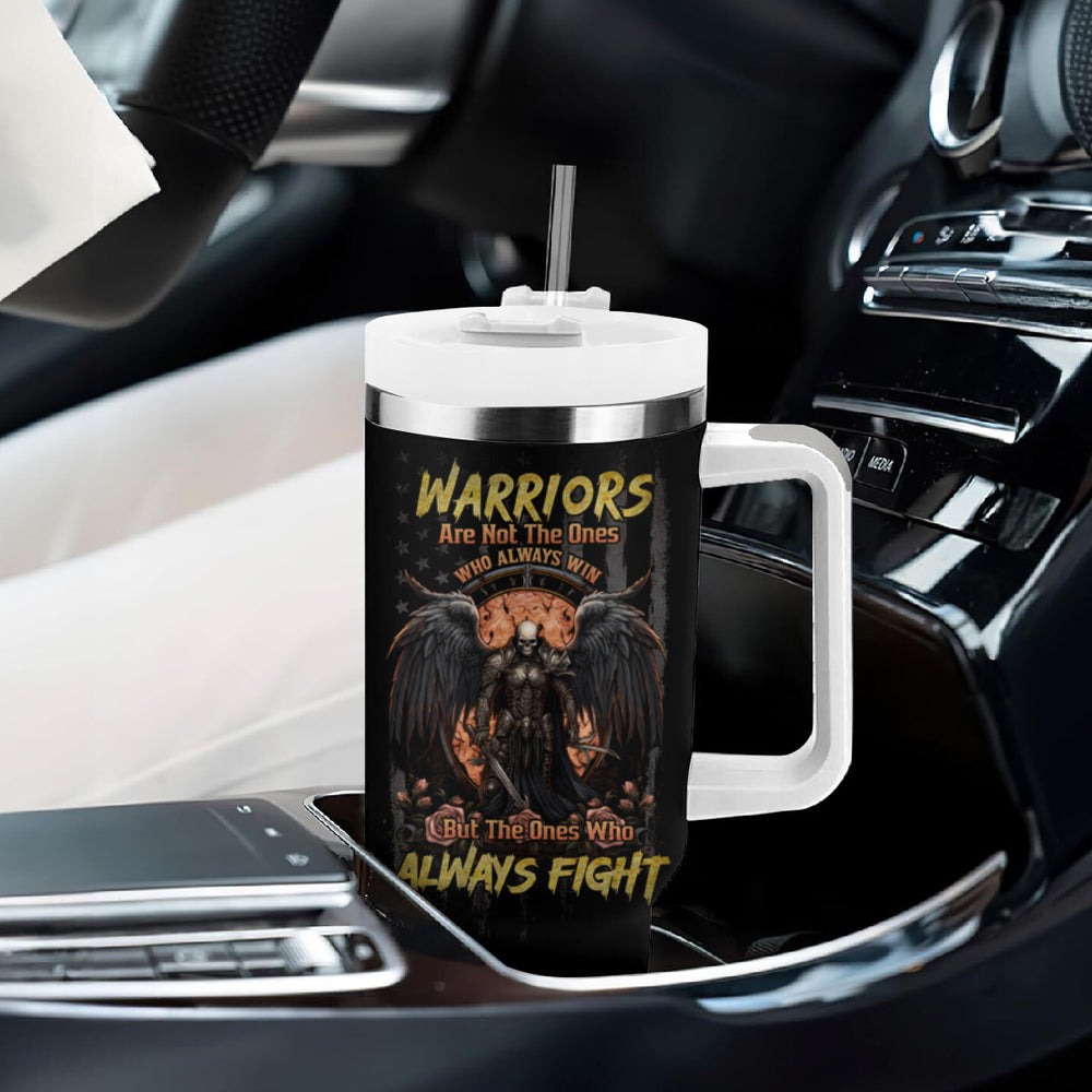 Warrior Skull Tumbler With Handle Don't Pss Off Old People DT01