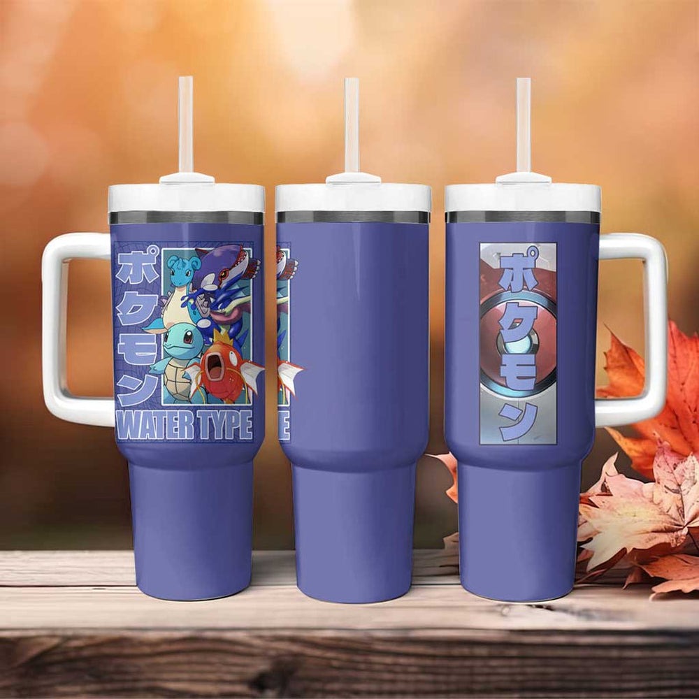 Water Type Poke Tumbler With Handle Japan Anime Style TS04 Water Type Poke Tumbler With Handle Japan Anime Style TS04