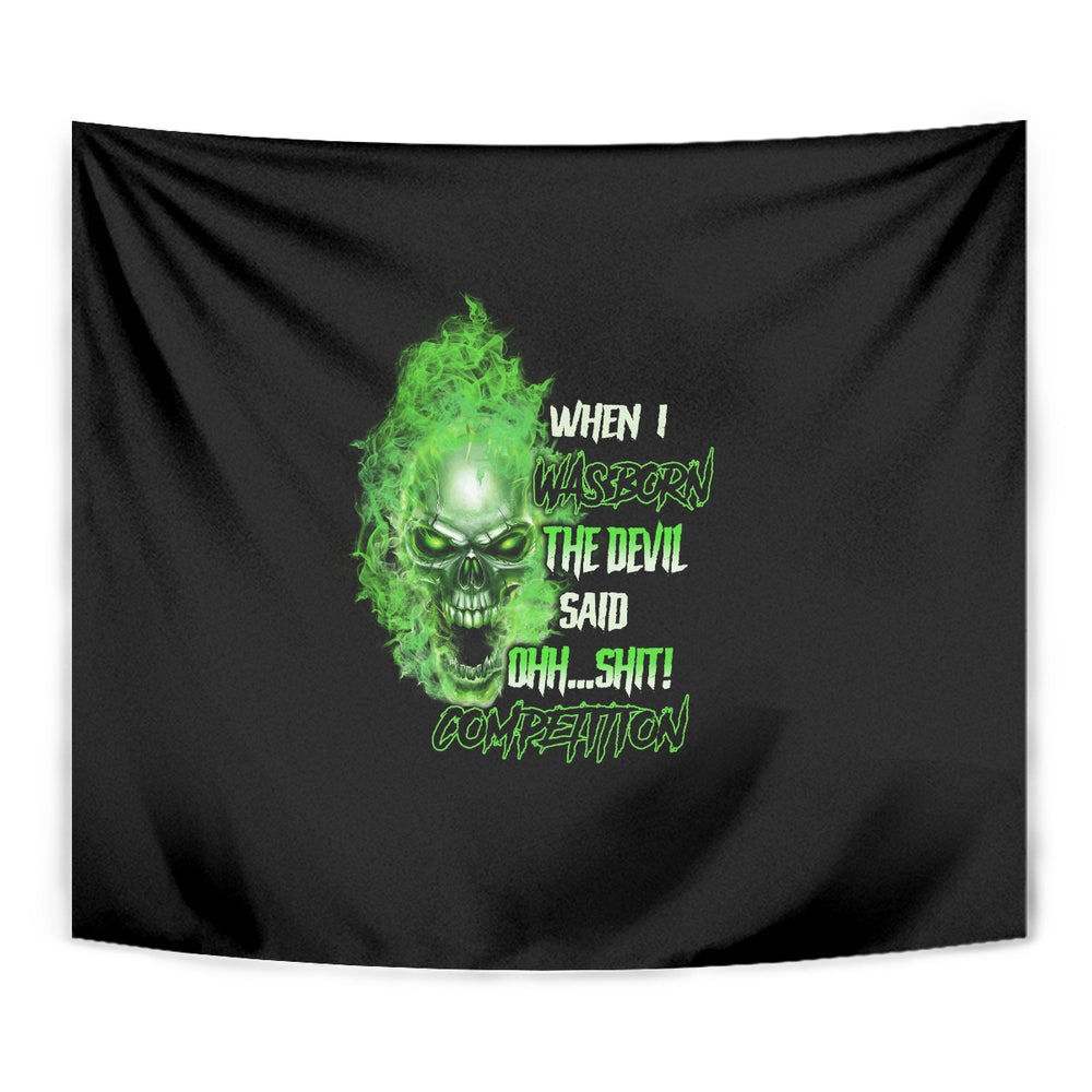 When I Was Born Skull Tapestry TS04