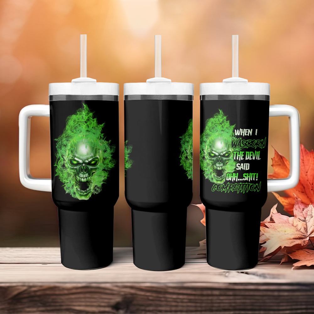 When I Was Born Skull Tumbler With Handle TS04 When I Was Born Skull Tumbler With Handle TS04