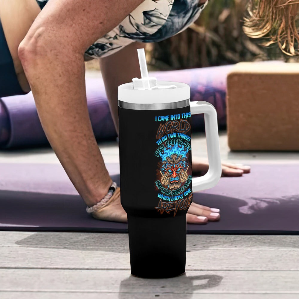 Which Lucky One Are You Skull Tiki Tumbler With Handle TS04