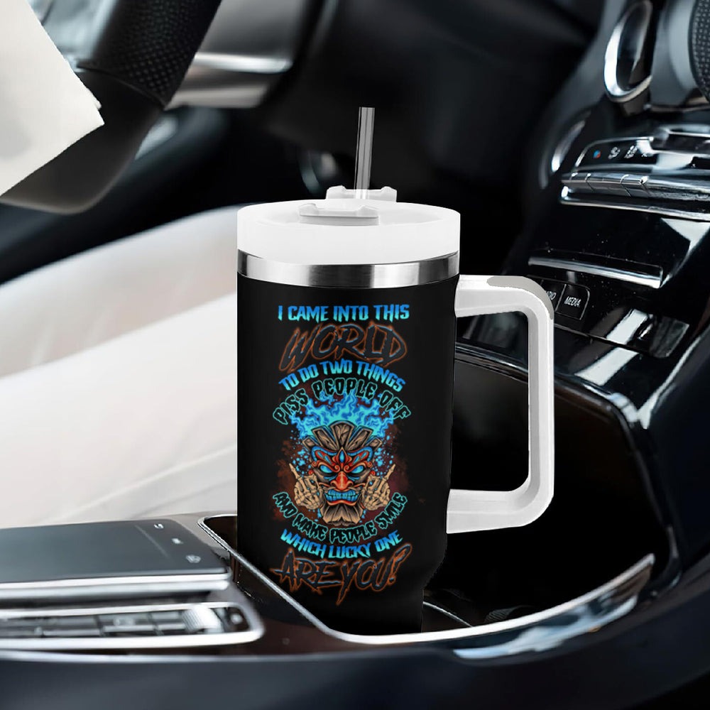 Which Lucky One Are You Skull Tiki Tumbler With Handle TS04