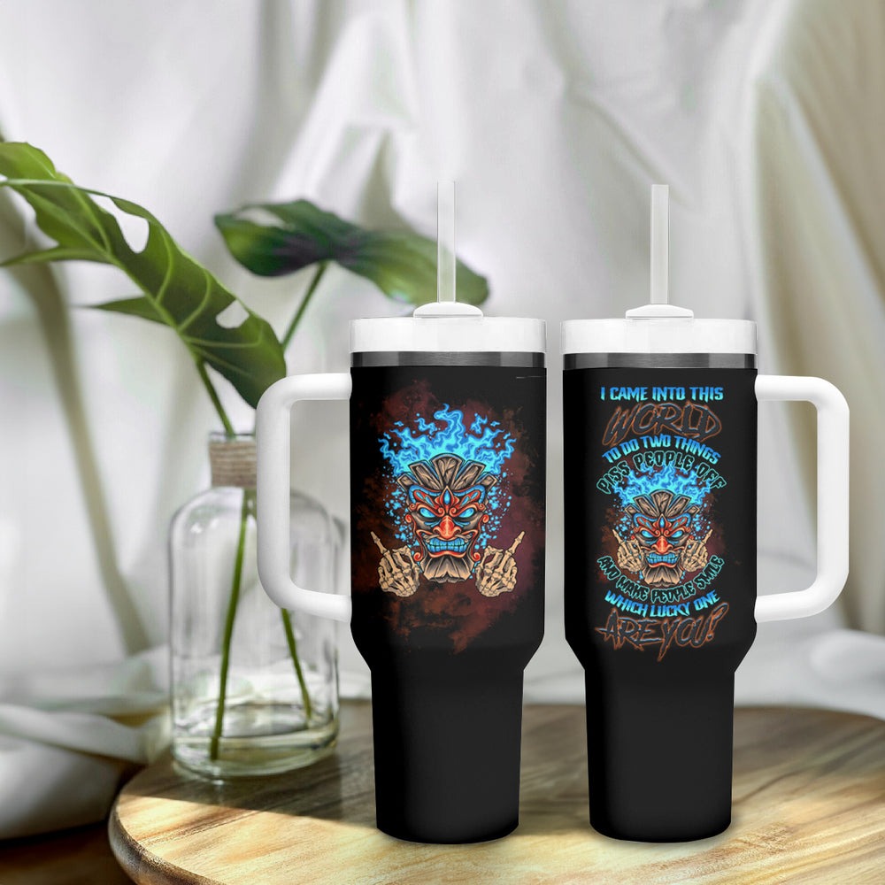 Which Lucky One Are You Skull Tiki Tumbler With Handle TS04