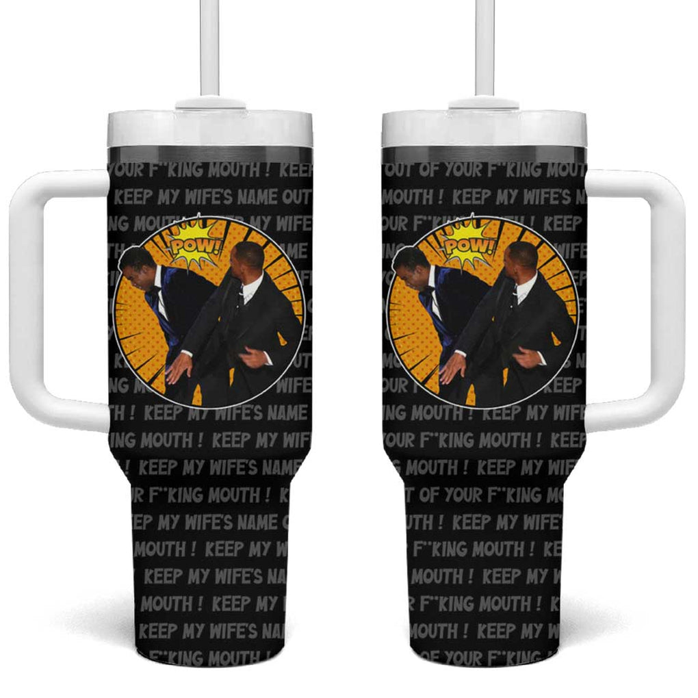 Will Smith Slaps Chris Rock Meme Tumbler With Handle Funny Meme Art Style TS04