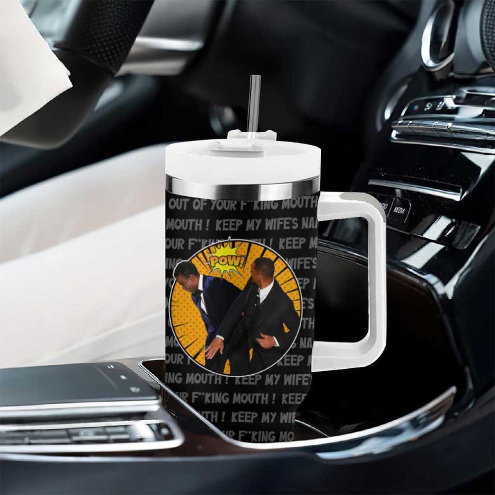Will Smith Slaps Chris Rock Meme Tumbler With Handle Funny Meme Art Style TS04 Will Smith Slaps Chris Rock Meme Tumbler With Handle Funny Meme Art Style TS04