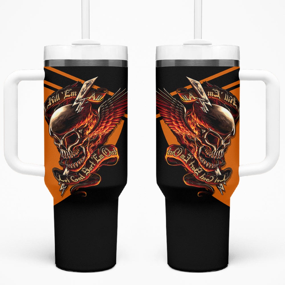 Wings Skull Tumbler With Handle Kill Them All DT01 Wings Skull Tumbler With Handle Kill Them All DT01
