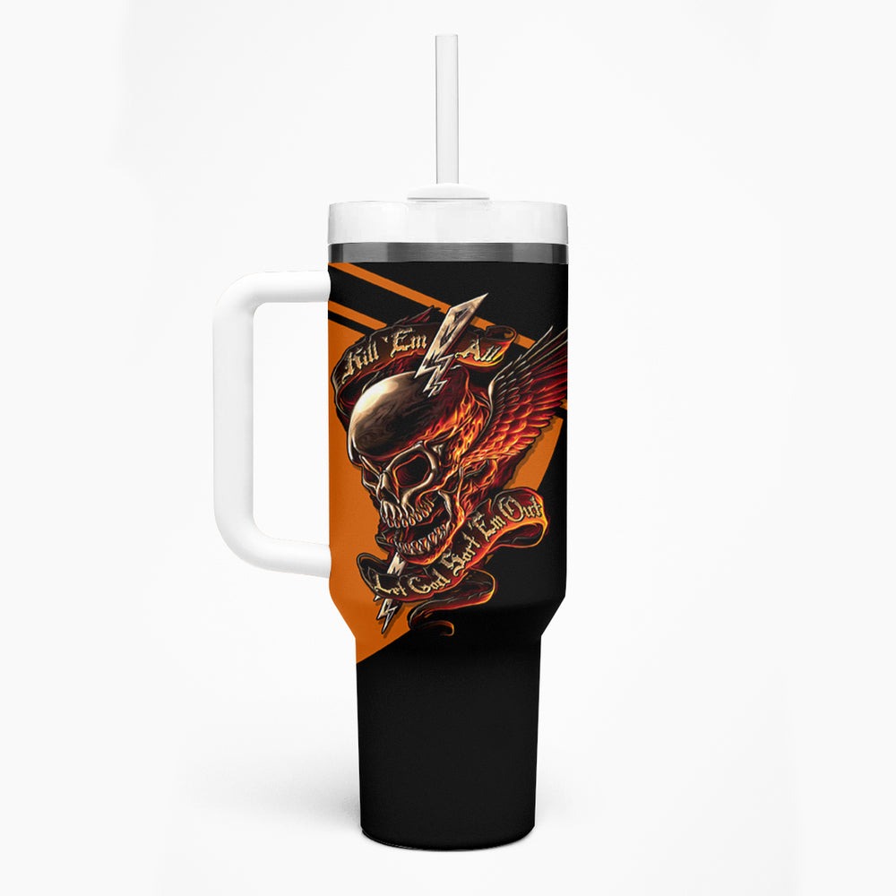 Wings Skull Tumbler With Handle Kill Them All DT01 Wings Skull Tumbler With Handle Kill Them All DT01
