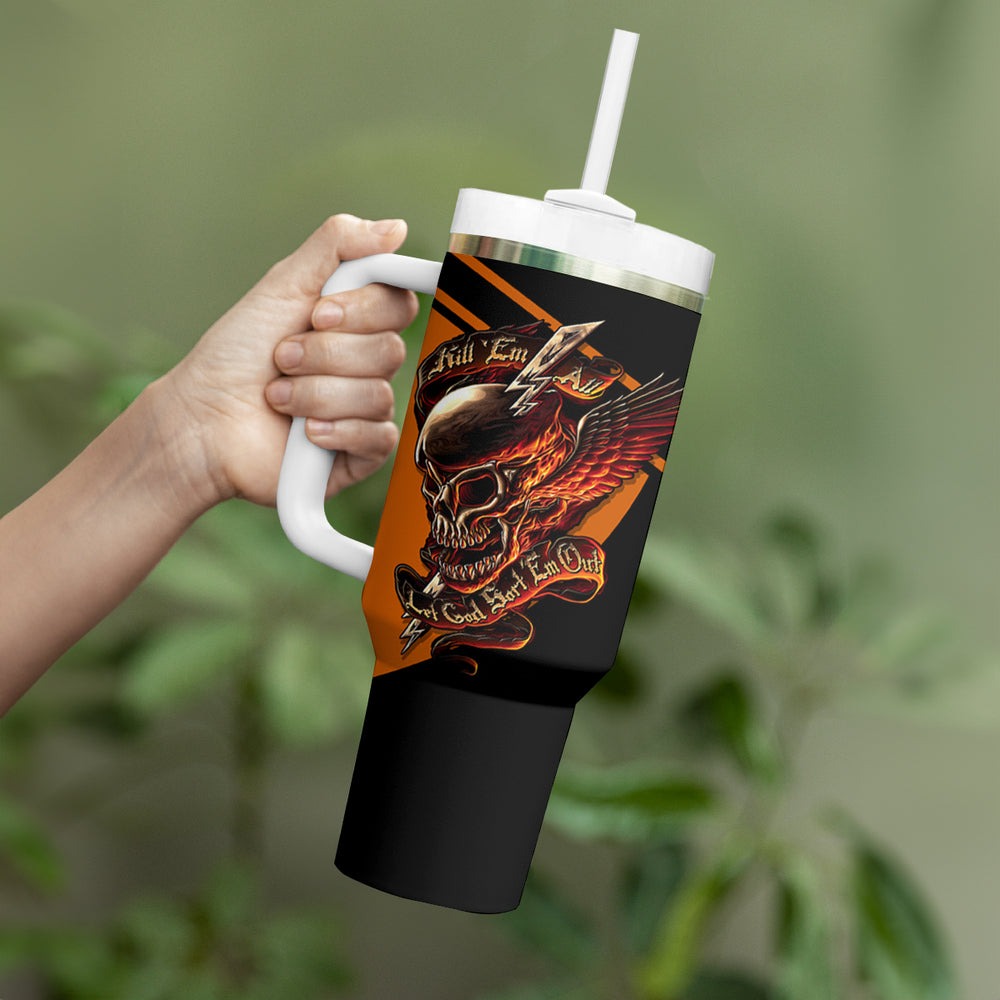 Wings Skull Tumbler With Handle Kill Them All DT01 Wings Skull Tumbler With Handle Kill Them All DT01
