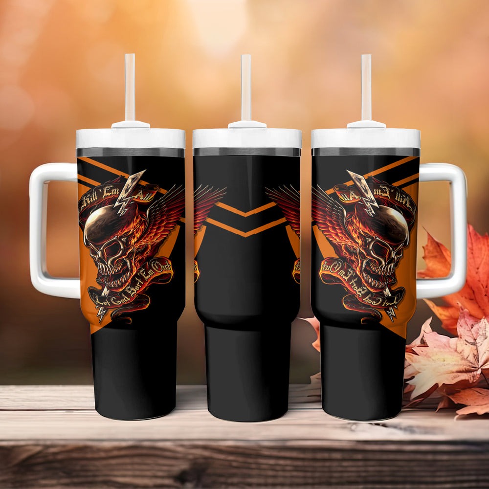 Wings Skull Tumbler With Handle Kill Them All DT01 Wings Skull Tumbler With Handle Kill Them All DT01