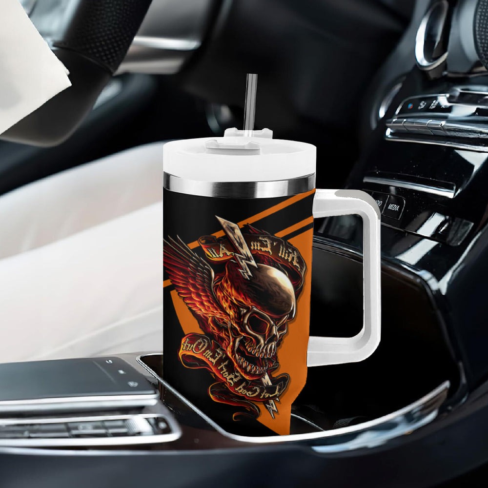 Wings Skull Tumbler With Handle Kill Them All DT01 Wings Skull Tumbler With Handle Kill Them All DT01