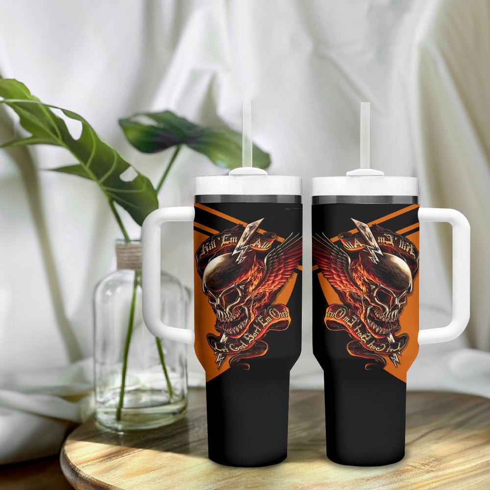 Wings Skull Tumbler With Handle Kill Them All DT01 Wings Skull Tumbler With Handle Kill Them All DT01