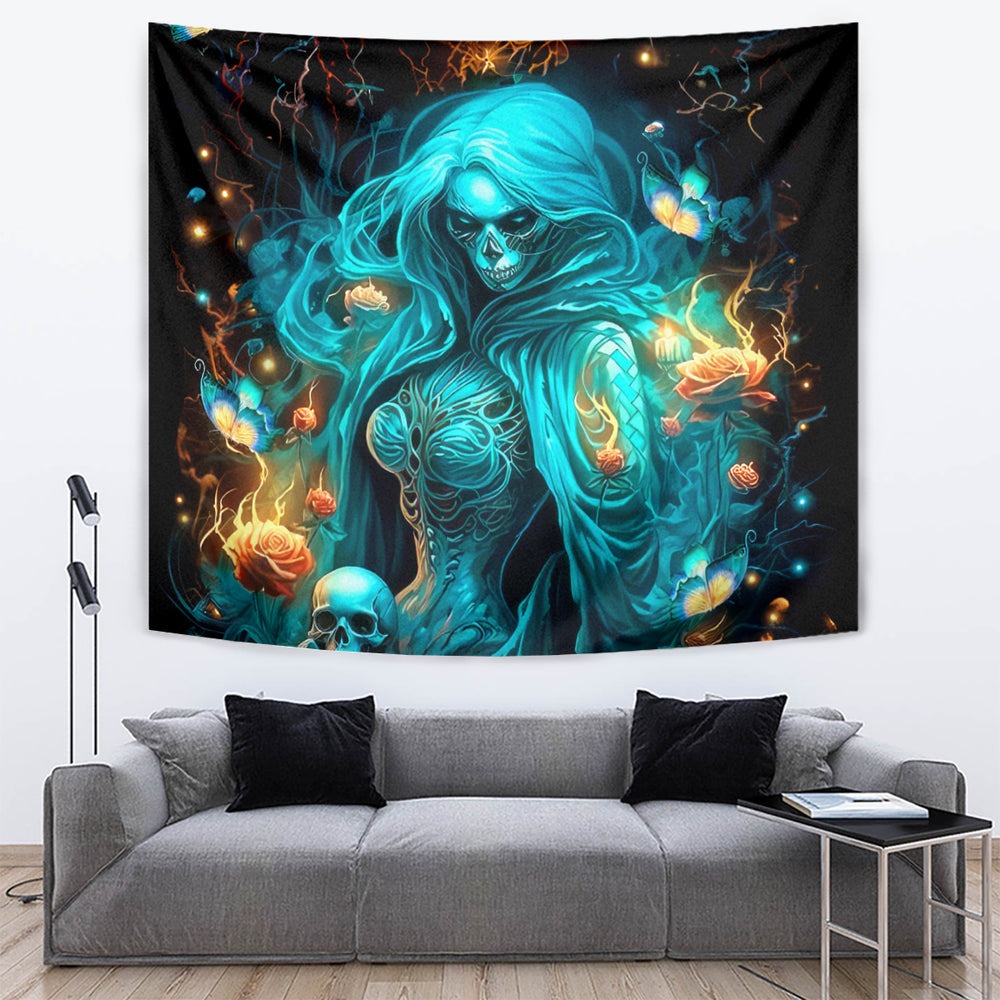Witch Skull Tapestry She Whispered Back Iam The Storm DT01 Witch Skull Tapestry She Whispered Back Iam The Storm DT01