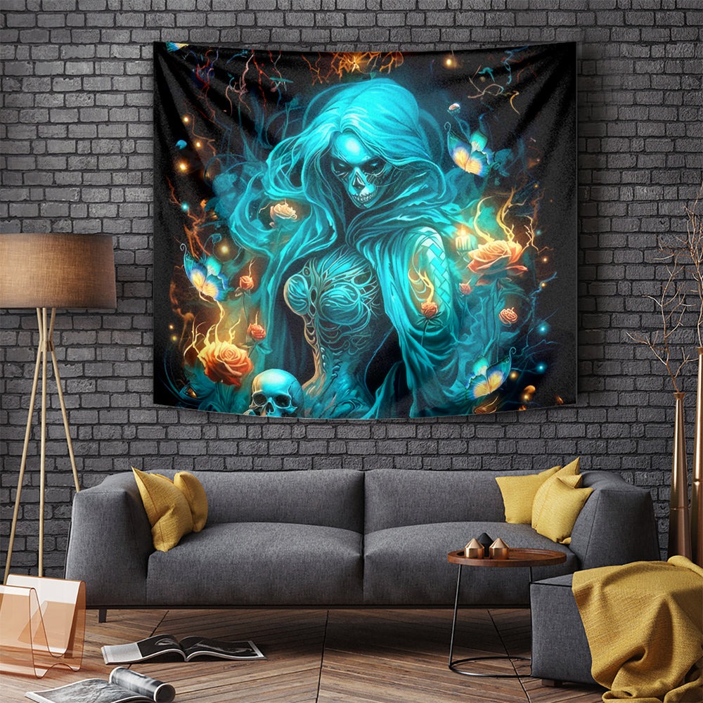 Witch Skull Tapestry She Whispered Back Iam The Storm DT01 Witch Skull Tapestry She Whispered Back Iam The Storm DT01