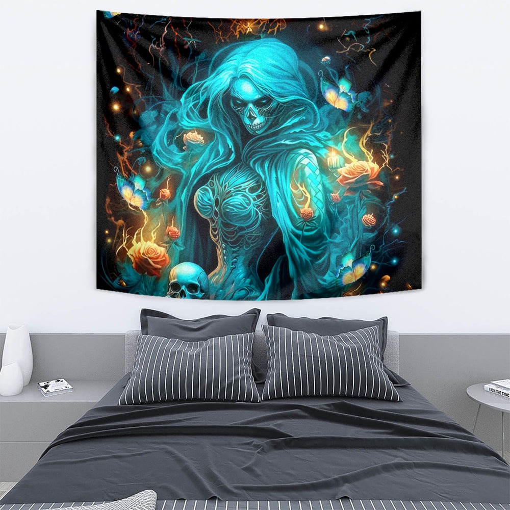 Witch Skull Tapestry She Whispered Back Iam The Storm DT01 Witch Skull Tapestry She Whispered Back Iam The Storm DT01