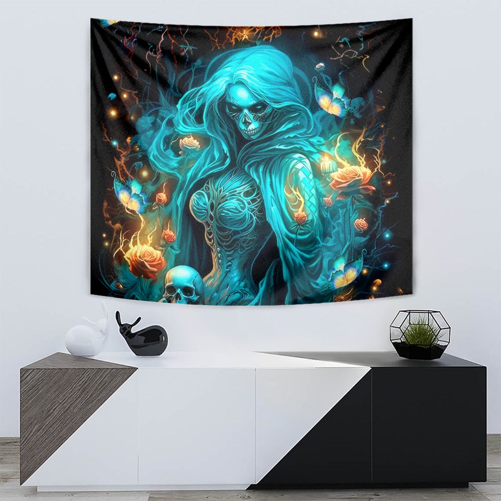Witch Skull Tapestry She Whispered Back Iam The Storm DT01 Witch Skull Tapestry She Whispered Back Iam The Storm DT01