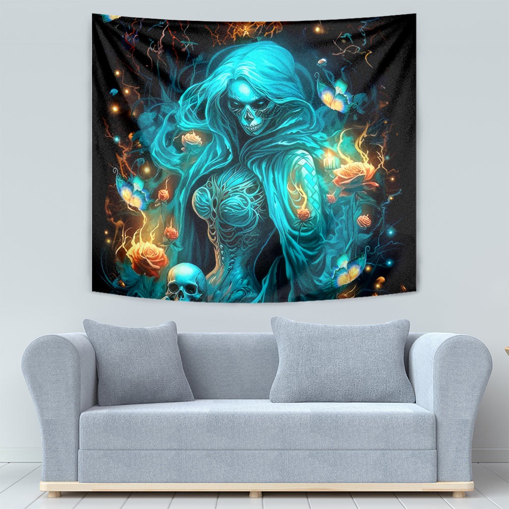 Witch Skull Tapestry She Whispered Back Iam The Storm DT01 Witch Skull Tapestry She Whispered Back Iam The Storm DT01