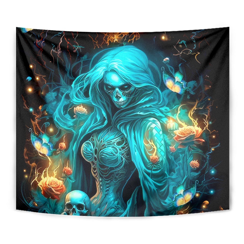 Witch Skull Tapestry She Whispered Back Iam The Storm DT01 Witch Skull Tapestry She Whispered Back Iam The Storm DT01