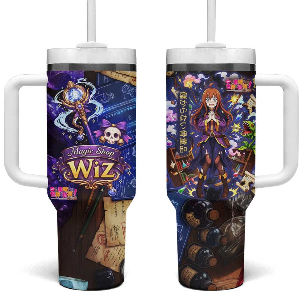 Wiz Magic Shop Tumbler With Handle Alchemical Fantasy Blueprint Style TS04