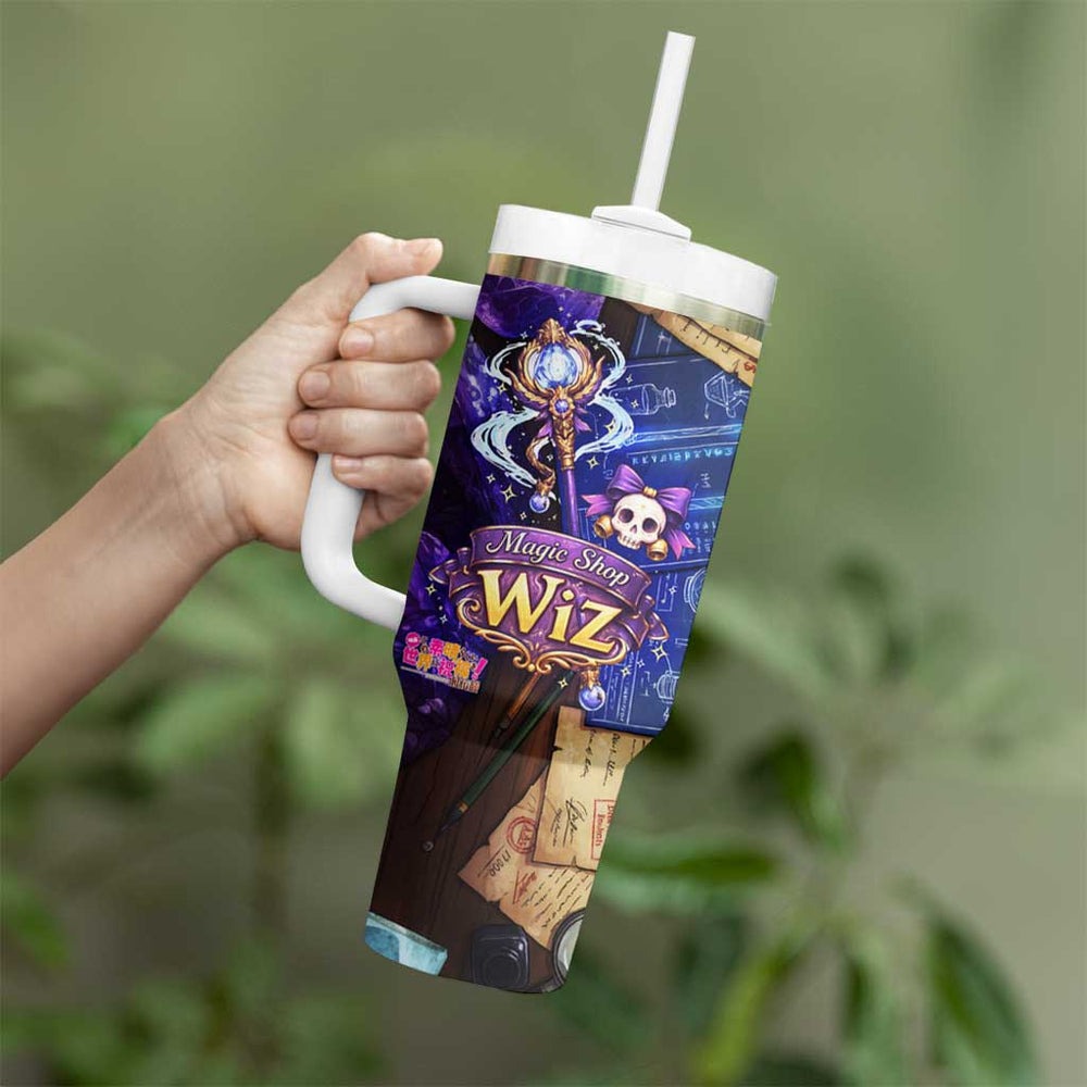 Wiz Magic Shop Tumbler With Handle Alchemical Fantasy Blueprint Style TS04