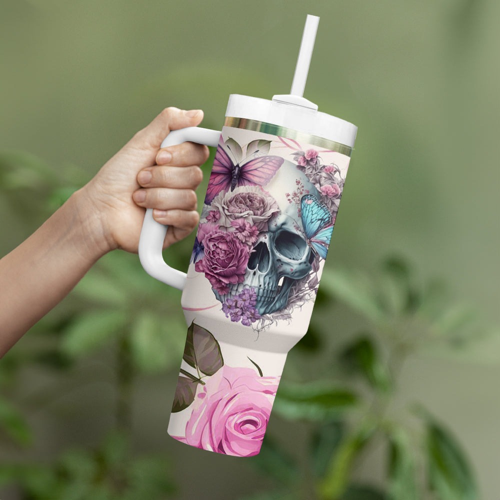 Women Skull Tumbler With Handle Some Time An Angel Hellraiser Always A Strong Women TS04 Women Skull Tumbler With Handle Some Time An Angel Hellraiser Always A Strong Women TS04