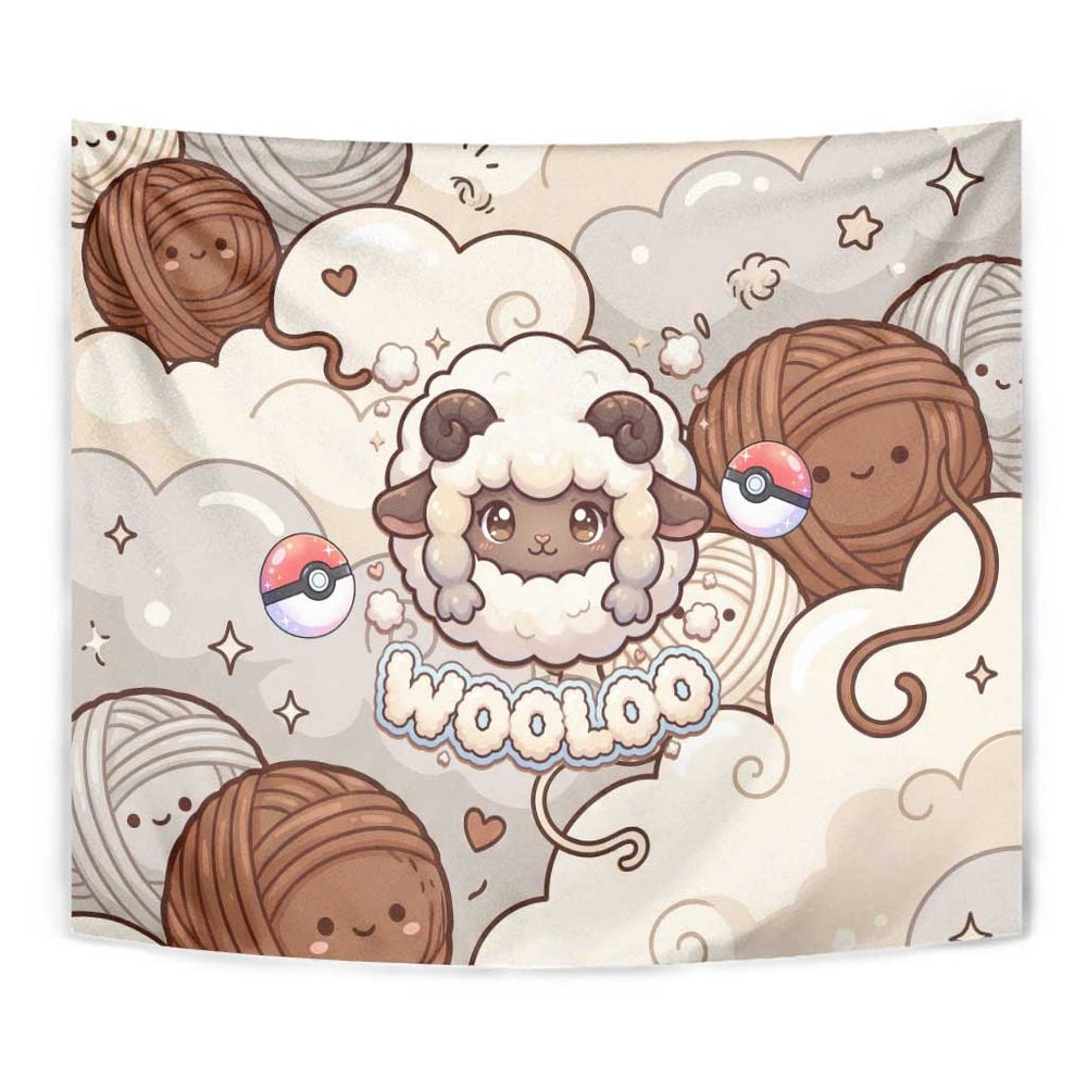 Wooloo Poké Kawaii Art Tapestry Cute Wooloo & Yarn Ball Pattern - Cozy Vibes TS04 Wooloo Poké Kawaii Art Tapestry Cute Wooloo & Yarn Ball Pattern - Cozy Vibes TS04