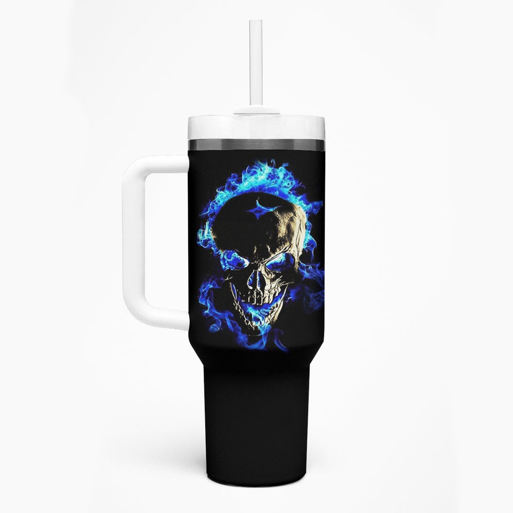 Yes I'm A Nice Person Skull Fire Tumbler With Handle TS04