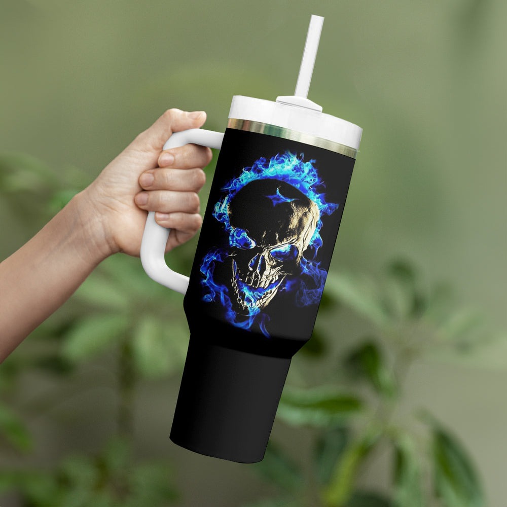 Yes I'm A Nice Person Skull Fire Tumbler With Handle TS04