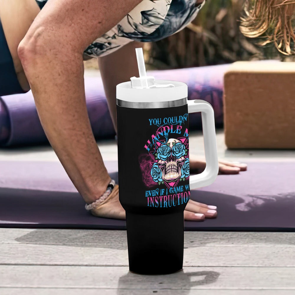You Couldn't Handle Me Triangle Skull Tumbler With Handle TS04 You Couldn't Handle Me Triangle Skull Tumbler With Handle TS04
