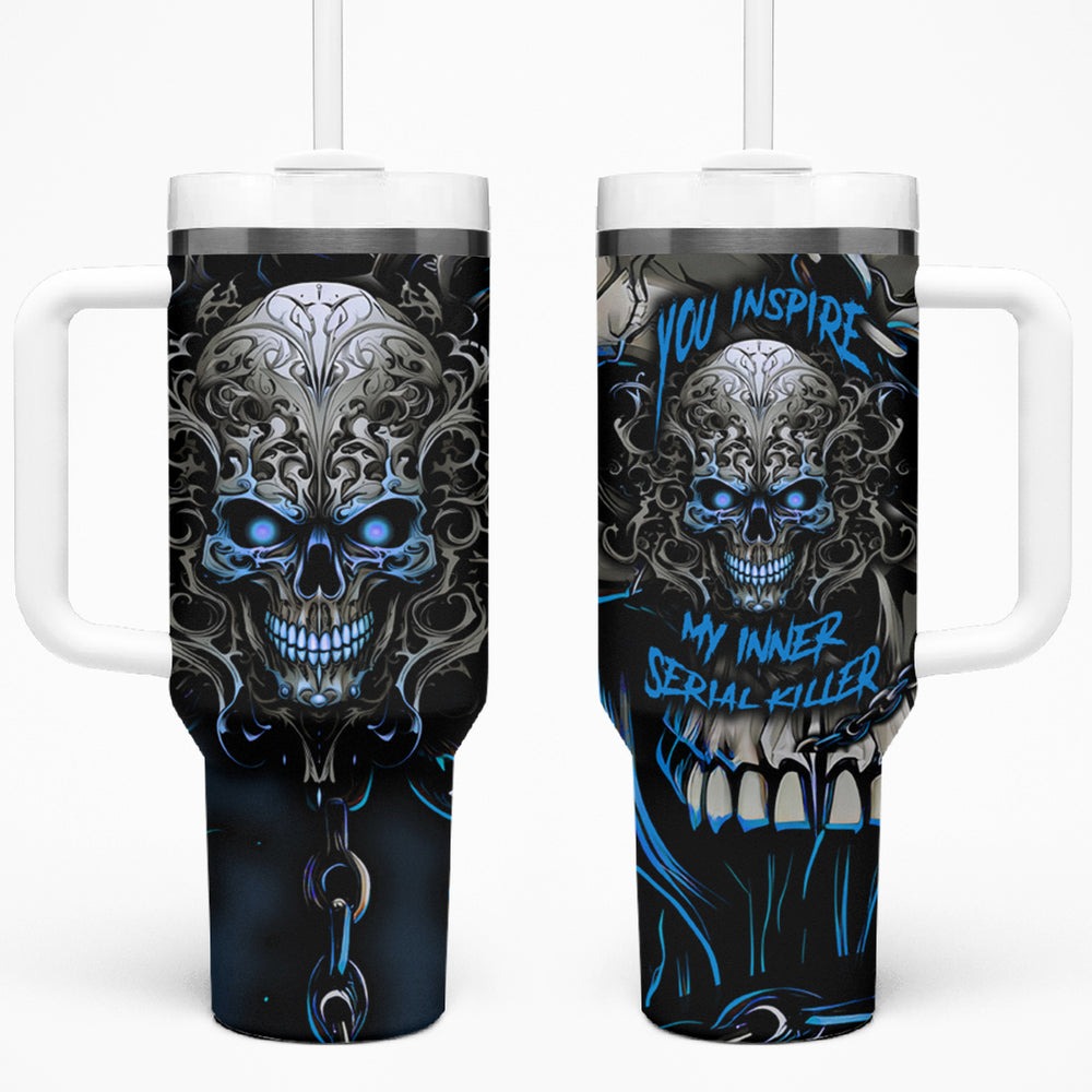 You Inspire My Inner Serial K Skull Rose Tumbler With Handle TS04 You Inspire My Inner Serial K Skull Rose Tumbler With Handle TS04