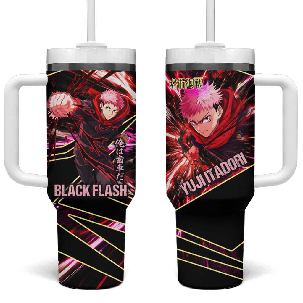 Yuji Itadori Black Flash Tumbler With Handle Dynamic Cursed Energy Burst Style TS04