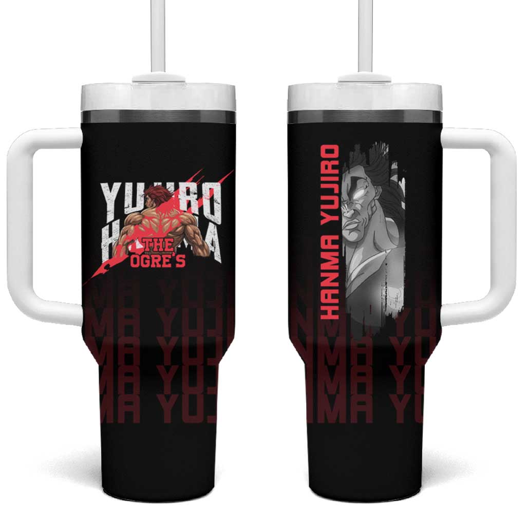 Yujiro Hanma The Ogre Baki Series Gym Theme Tumbler With Handle with Muscular Back Design and Bold Typography TS04