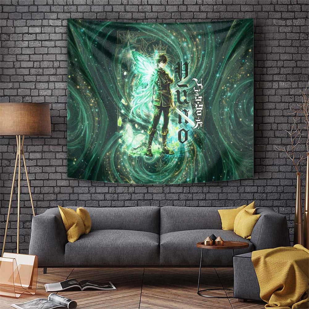 Yuno Black Clover Tapestry Magical Fantasy Style with Emerald Wind Swirls TS04 Yuno Black Clover Tapestry Magical Fantasy Style with Emerald Wind Swirls TS04