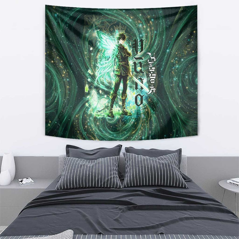 Yuno Black Clover Tapestry Magical Fantasy Style with Emerald Wind Swirls TS04 Yuno Black Clover Tapestry Magical Fantasy Style with Emerald Wind Swirls TS04
