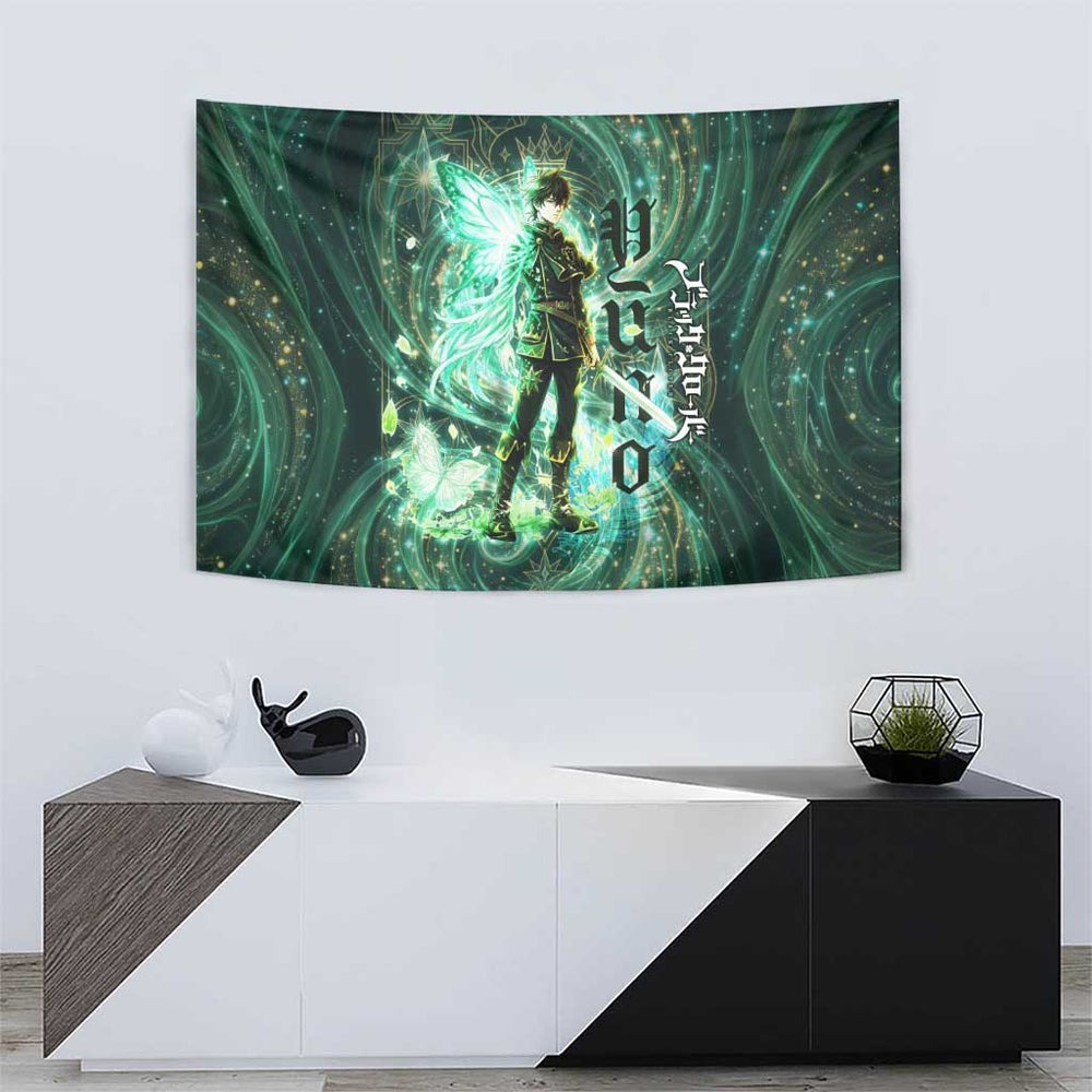 Yuno Black Clover Tapestry Magical Fantasy Style with Emerald Wind Swirls TS04 Yuno Black Clover Tapestry Magical Fantasy Style with Emerald Wind Swirls TS04